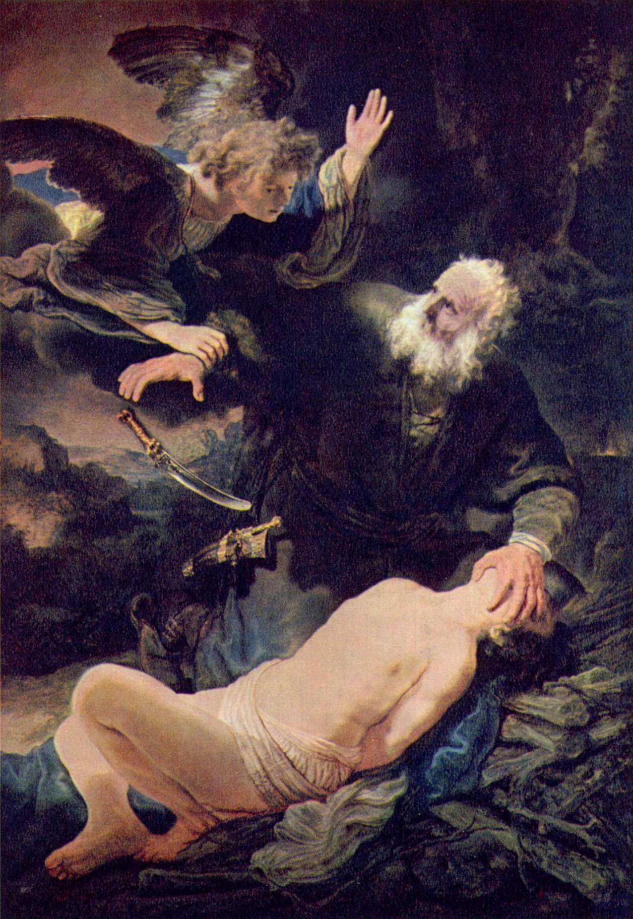 Rembrandt: „Der Engel verhindert die Opferung Isaaks“