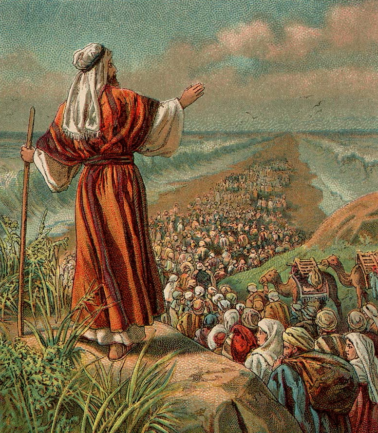 Israel's Escape from Egypt (illustration from a Bible card published 1907 by the Providence Lithograph Company)