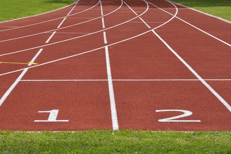 Eine Tartanbahn für den Lauf Sport