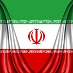 Die Flagge des Irans in den Farben grün, weiß und rot