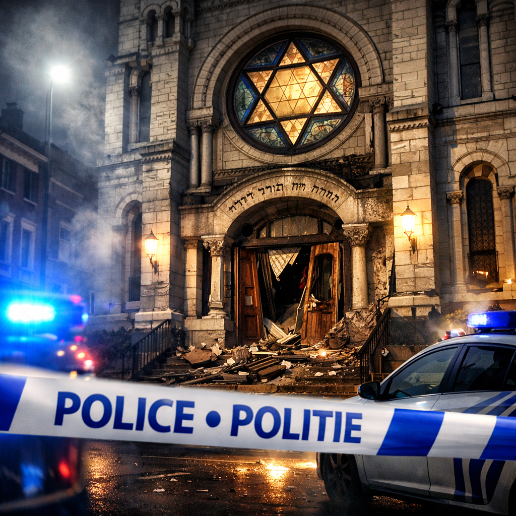 Synagoge beschädigt mit Absperrband