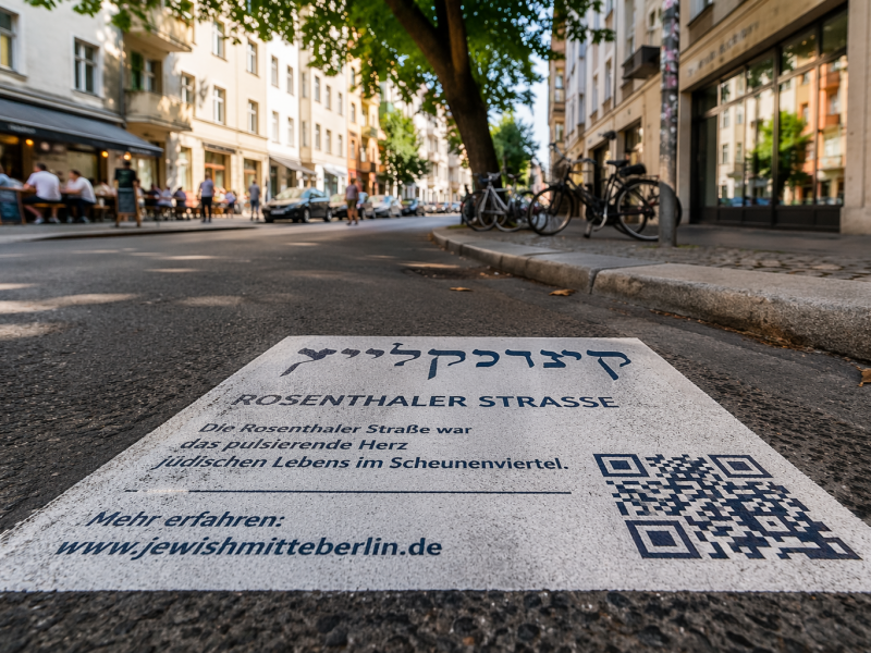 Neue Straßenmarkierungen erinnern an jüdisches Leben in Berlin-Mitte