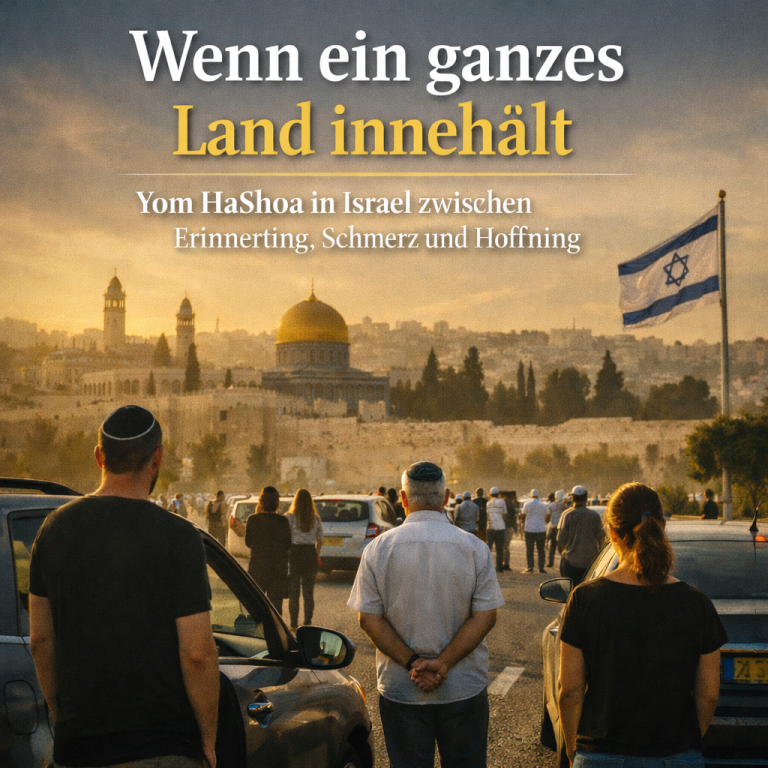 Menschen stehen und gedenken vor em Tempelberg