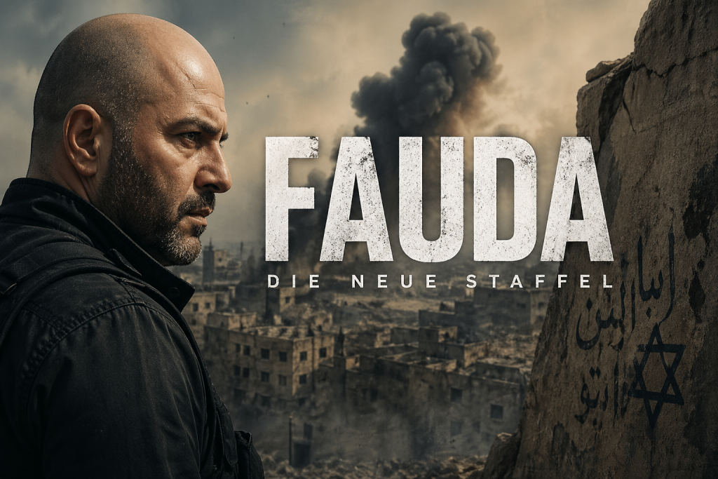 Man schaut nach vorne, hinter ihm expoldieren Gebäude, Rauch steigt auf