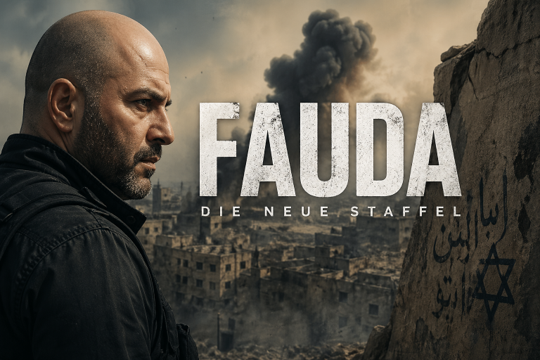 Man schaut nach vorne, hinter ihm expoldieren Gebäude, Rauch steigt auf