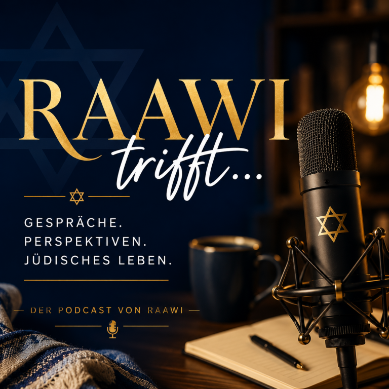 Ein Mikrofon mit einem Magen David und der Aufschrift Raawi trifft
